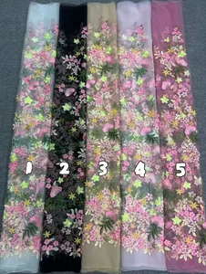 Gebreide brede polyester borduurkant van hoge kwaliteit, kleurrijke bloemenmesh tule kant, Tissu En Dentelle Tul Bordado - Product Image 6
