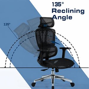 Chaise de bureau ergonomique en maille au design moderne avec soutien lombaire réglable, dossier ouvert et vérin à gaz de classe 4 - Product Image 5