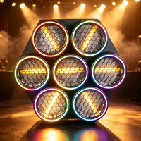 Projecteur de scène vintage 450W à 7 faisceaux, COB doré 50W avec anneau holographique RGB, lumière rétro pour public, DJ, club, mariage, spectacle