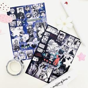 Vente flash : 20 designs, 8 autocollants par lot, feuille d'autocollants Anime Satoru Gojo, noir et blanc, autocollants imprimés <span class=keywords><strong>manga</strong></span> pour collection de fans - Product Image 6
