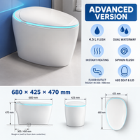 Toilette intelligente automatique avec bouclier en mousse, couvercle automatique, télécommande, chauffage instantané et chasse d'eau par siphon