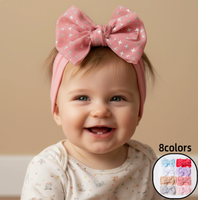 Nouveau Bandeau en Nylon pour Bébé Fille, Grand Nœud Imprimé Étoiles, Turban Doux et Élastique, Accessoire Quotidien pour Cheveux de Tout-Petits, Cadeau
