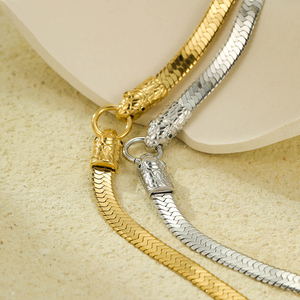 2024 hip hop thời trang thép không gỉ Vòng cổ tiên tiến rắn xương chuỗi vàng bạc cổ chuỗi thiết kế với vòng mặt dây chuyền - Product Image 2