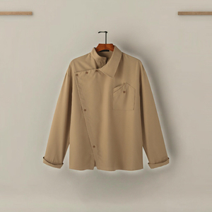 Nueva Colección de Otoño, Camisa Elegante de Manga Larga con Botones para Hombre, Cuello Irregular, Casual, Antiarrugas, Transpirable, Fibra de Poliéster, Primavera - Product Image 2