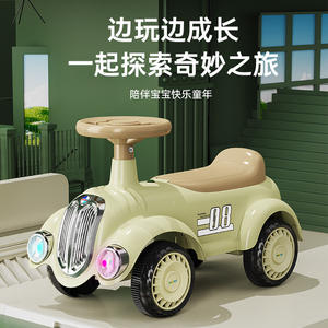 Coche de juguete retro para niños, bicicleta eléctrica de equilibrio con luces y música, capacidad de 70 kg, asiento acolchado, unisex - Product Image 4