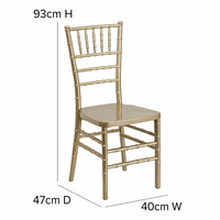Chaises Chiavari empilables dorées à prix abordable pour événements de mariage et réceptions hôtelières