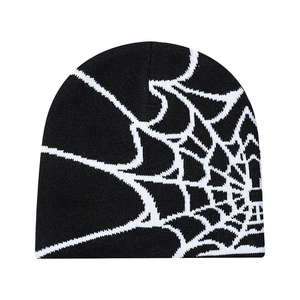Hip hop acrylique tricot bonnets toile d'<span class=keywords><strong>araignée</strong></span> tricoté jacquard bonnet résistant au froid chaud épaissi haute qualité melon peau bonnet chapeau - Product Image 1