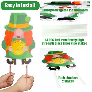 Décorations de la Saint-Patrick Probsin pour l'extérieur, panneaux de jardin, gnomes irlandais, trèfles, fournitures de fête, décorations de jardin - Product Image 2