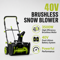 Souffleuse à neige professionnelle sans balais 40V 3500W, double batterie au lithium, largeur de déblaiement 50cm, rotation de la gueule à 180°, LED