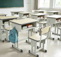 Ensemble bureau et chaise pour enfants réglables en hauteur avec tiroir de rangement et crochet pour l'école et la maison