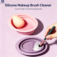 Tapis de nettoyage pour pinceaux de maquillage en silicone personnalisé, texturé, portable, pour le nettoyage des pinceaux de maquillage et des éponges de beauté
