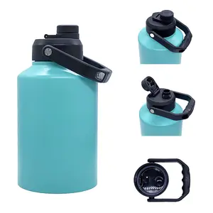 Jarra de agua aislada de 128OZ, frasco de vacío de un galón, botella de agua para bicicleta, botella con mango de acero inoxidable, vaso aislado