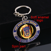 Porte-clés personnalisé de haute qualité avec logo, en alliage de zinc émaillé, laiton antique, porte-clés rotatif avec logo pour souvenir