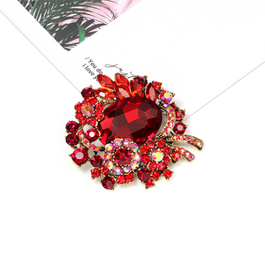 Fábrica de Joyería Weiman, Gran Stock, Broches de Cristal Rojo Chapados en Oro <span class=keywords><strong>Vintage</strong></span> - Product Image 4