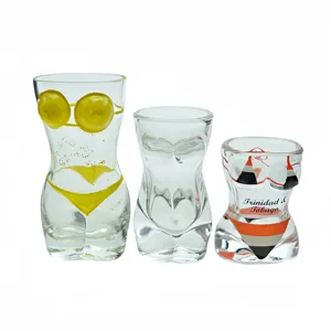 Groothandel Creatieve Glazen Melk Thee Cup, Lichaamsvorm Artistieke Beker, Bikini Bier Glas, Aangepaste Logo Beschikbaar