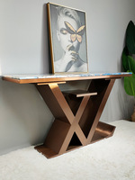 Table de console d'angle de couloir de base d'acier inoxydable de dessus de marbre de luxe concret pour la maison