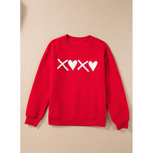 Sweat-shirt pour femme Dear-Lover, vente en gros, décontracté, col rond, imprimé <span class=keywords><strong>XOXO</strong></span>, motif cœur de la Saint-Valentin - Product Image 3