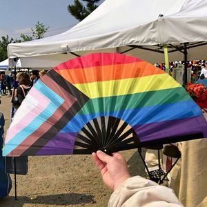 <b>Large</b> Colorful 33Cm Hand Fabric Bamboo <b>Fans</b> 24 Inch for Folding <b>Fan</b> Dance Gift Festival - Product Image 1