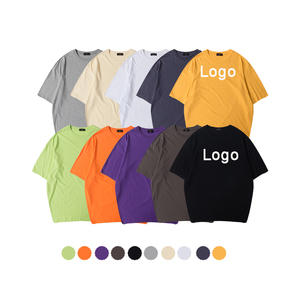 High Quality Wholesale Men's Oversize 100% Cotton Knitted Solid Casual Blank T-Shirts Streetwear Breathable 220g O-Neck - Product Image 1