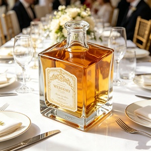 <span class=keywords><strong>Botella</strong></span> de Vidrio Cuadrada Transparente de Grado Alimenticio con Tapa de Corcho y Etiqueta Impresa para Vodka, Whisky, Tequila, Vino Tinto y Licores, en Oferta - Product Image 5