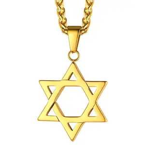 SC 2024 New Symbol Jewish Judaism Star of David Pendant Necklace Arabic Amulet Stainless Steel Necklace for Men to My Son