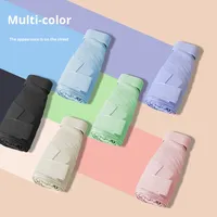 Parapluie de pluie solaire portable et compact à double usage pour femmes, protection UV, revêtement noir, parapluie plat à 6 plis, moderne, en stock