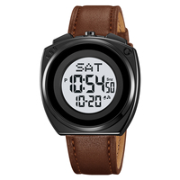 Jam Tangan Digital Olahraga Pria SKMEI 2241 dengan Timer Mundur, Tali Kulit, Lampu LED Belakang, Krono, Alarm