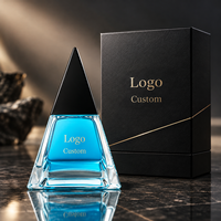 Flacon de parfum en verre pyramidal de luxe en gros, vide, rechargeable, avec capuchon noir, emballage de parfum personnalisé avec logo