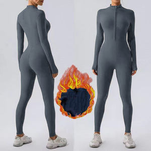 Nuova Collezione: Tuta Aderente da Donna con Zip, Foderata <span class=keywords><strong>in</strong></span> Pile, Maniche Lunghe per Autunno e Inverno, Ideale per Yoga, Corsa e Fitness - Product Image 4