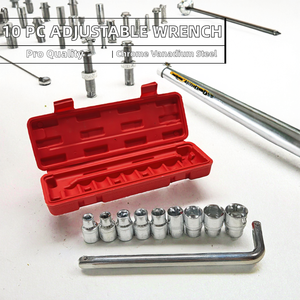 10 Pcs Cr-V L-handle <b>Universal</b> Heavy Duty Industrial Grade Adjustable Size <b>Socket</b> Wrench Set OEM - Product Image 2