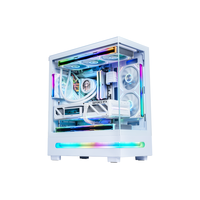 Nouvelle boîte PC de jeu en alliage d'aluminium ATX de taille moyenne, conçue sur mesure, avec panneaux en verre et éclairage RGB, blanche, pour ordinateur de jeu