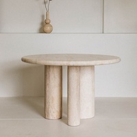 Table à manger multifonctionnelle minimaliste italienne en marbre beige naturel Cammy Stone pour villa et mobilier de maison