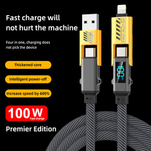 Nueva tendencia 100W 3A pantalla LED trenzada plana USB tipo C Cable de carga rápida 1M 2M Cable de carga múltiple para Phone15 <span class=keywords><strong>Mac</strong></span> iPad - Product Image 2