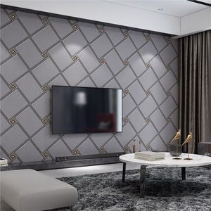 Dunkel Curry 3D Diamant Karomuster Tapete Schlafzimmer Wohnzimmer Hintergrund Hotel Verdickte Wildleder-Tapete - Product Image 2