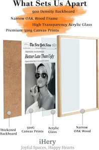 IHery legno di quercia naturale Audrey Hepburn giornale alla moda incorniciato da parete arte 12x16 Vintage titolo in tela camera da letto decorazione della parete meglio - Product Image 3