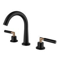 Robinet de lavabo de salle de bain monotrou en laiton noir moderne avec cartouche céramique, à montage sur comptoir, monocommande eau chaude et froide, pour l'approvisionnement transfrontalier