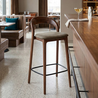 Tabouret de bar italien 010 en bois naturel, chaise de bar à hauteur fixe, tabouret de bar haut pour appartement, maison, pub, restaurant, mobilier de bar