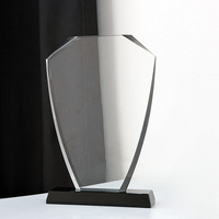 Récompense en verre cristal vierge en forme de bouclier, fournie en gros par l'usine, pour les diplômés scolaires, cadeau promotionnel MH-T185