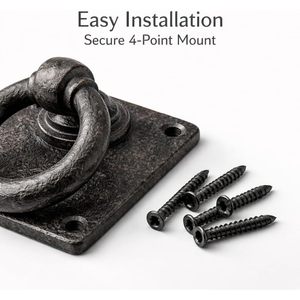 Cast Iron <b>Door</b> Knocker 5 X 3 Inch Antique Black <b>Rustic</b> Ring Traditional Decorative Front <b>Door</b> Hardware - Product Image 3