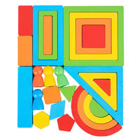 Blocs de construction géométriques empilables en bois arc-en-ciel personnalisés pour enfants, puzzle éducatif créatif et intéressant pour les enfants