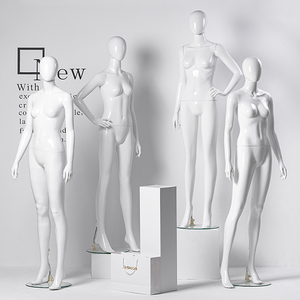 Maniquíes femeninos blancos brillantes Boutique con cabeza de cuerpo completo modelo de plástico tienda vestido forma sentado soporte para exhibición de ropa - Product Image 3