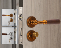 Poignée de porte de chambre en noyer style français, épaissie, résistante à la rouille, design luxe léger, pour usage intérieur, avec ensembles de serrures