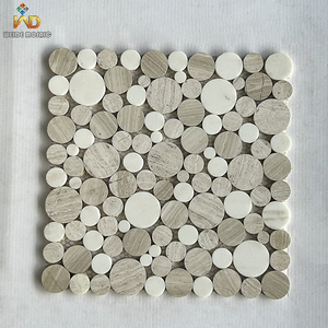 Mosaïque ronde en pierre naturelle, mosaïque en marbre blanc et gris pour la décoration des murs et sols de la salle de bain et de la <span class=keywords><strong>cuisine</strong></span>, design moderne - Product Image 1