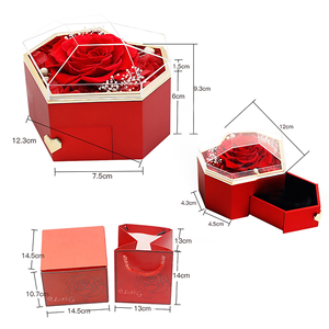Caja de Joyería con Flores Eternas, Caja de Regalo en Forma de Corazón con Rosas Preservadas, para el Día de San Valentín, Día de la Madre, Navidad, Acción de Gracias - Product Image 3