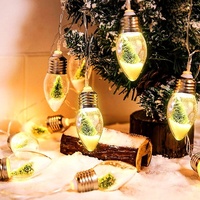 Décorations de Noël à LED Mini boule à neige Ampoule Flocon de neige Arbre de Noël Batterie Guirlande lumineuse Bouteille de souhaits Décoration de Noël
