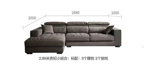 नेडोरिक ग्रे लक्जरी कपड़े चमड़े के अनुभागीय पंख नीचे लाइव कोने l सोफे लिविंग रूम आधुनिक - Product Image 5