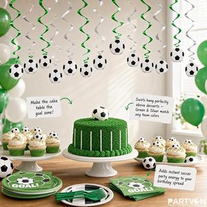 Guirnaldas de Papel <span class=keywords><strong>con</strong></span> Forma de Balón de Fútbol <span class=keywords><strong>para</strong></span> <span class=keywords><strong>Cumpleaños</strong></span>, Guirnalda Triangular <span class=keywords><strong>con</strong></span> Balones Colgantes <span class=keywords><strong>para</strong></span> Decoración de Fiestas Infantiles - Product Image 4