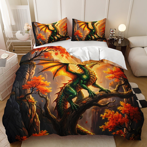 Parure de lit de luxe imprimée Pterosaure 3 pièces, moderne et élégante, en microfibre douce, pour lits King, Queen et adolescents – Toute la literie - Product Image 6