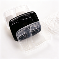6828 Contenant alimentaire jetable à 2 compartiments de 32 oz en plastique PP, boîtes de préparation de repas divisées