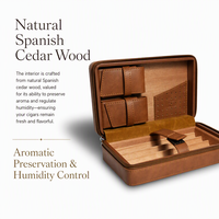 Étui de Voyage de Luxe pour Cigares en Cuir Véritable Fait Main, Humidor Portable Doublé de Bois de Cèdre Espagnol avec Fermeture Éclair, Coffret pour 4 Cigares